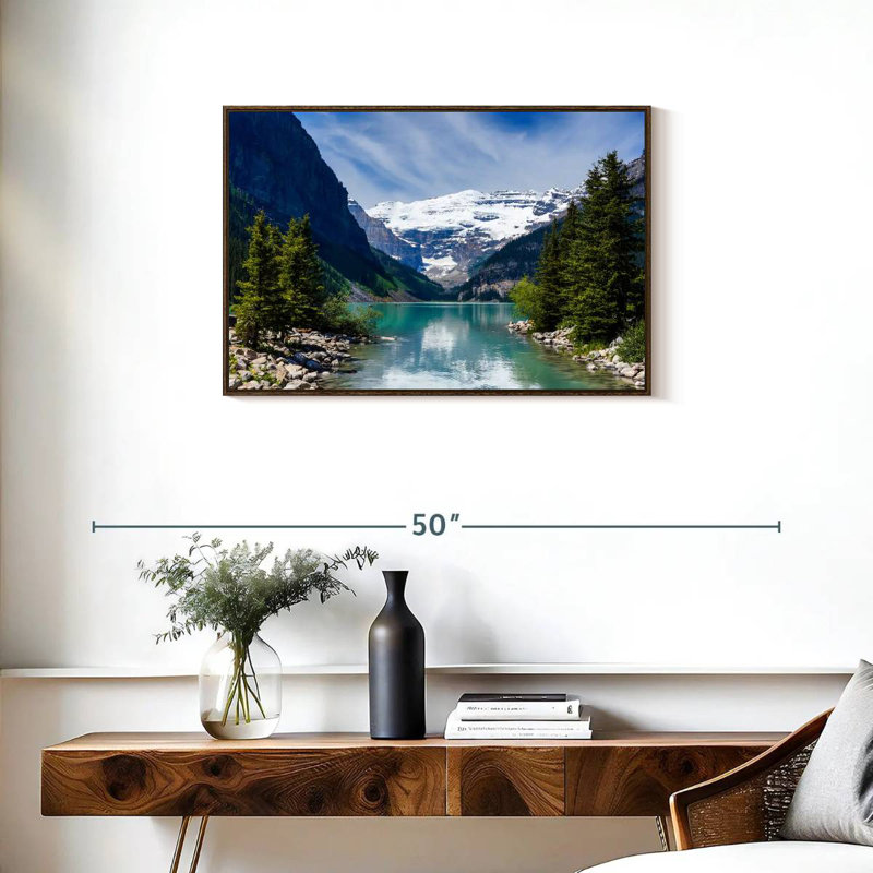 Splendide lac Louise, Cadre flottant en noyer, 31 po x 21 po