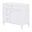 Meuble-lavabo 36 po sans lavabo. Rangement moderne avec 2 tiroirs et un tiroir basculant. Cadre en bois massif. . Couleur blanche. Beaucoup d'espace. Organisateur de porte. Rangement texturé sur le dessus de la poignée. Et en bois.