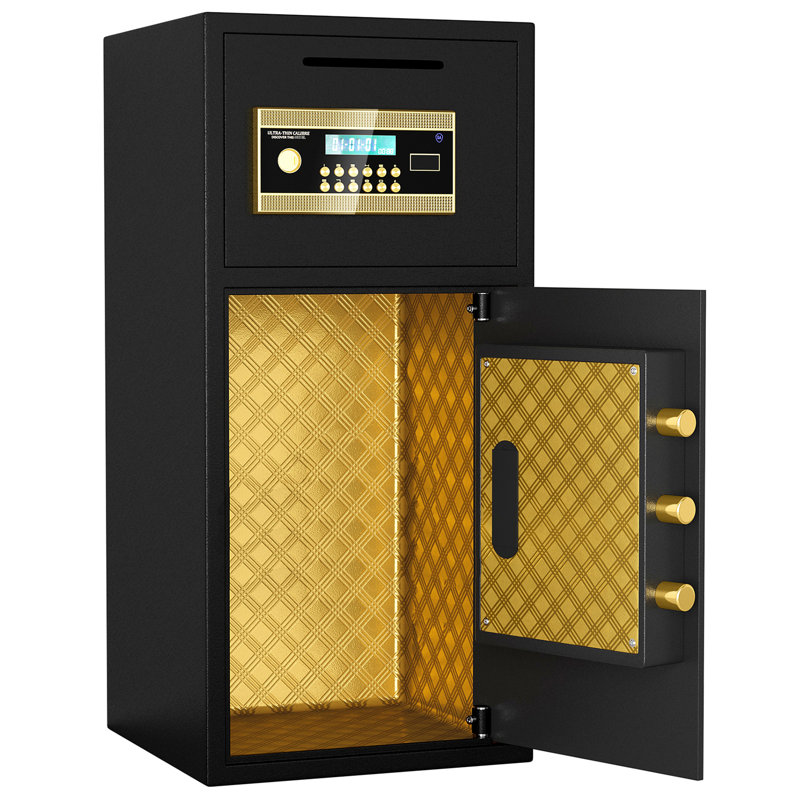 Double Door Safe With Thickened Material - 5.0 Cubic Feet For Home, Office, Hotel , Waterproof, Hidden Code Function, Coin-Operated Wall Mount & Floor