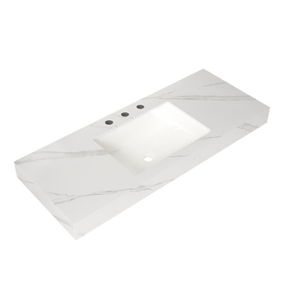 Lavabo de salle de bain en pierre frittée blanc de qualité supérieure, lavabo en céramique moderne