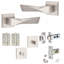 Modern Aura Premium Design Bathroom Door Handles on Square Rose with Dead Bolt, Latch, Ball Hinges and Thumbturn