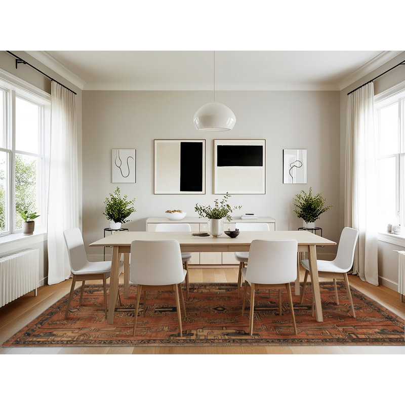 Tapis art déco brun lavable à la machine, Rectangle 7 pi x 10 pi