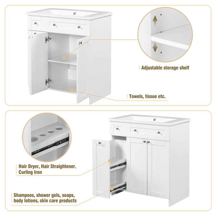 Ronning 30 Bathroom Vanity with Single Sink-Combination Under Counter Sink and Storage Cabinet Vanity Winston Porter Base Finish: White