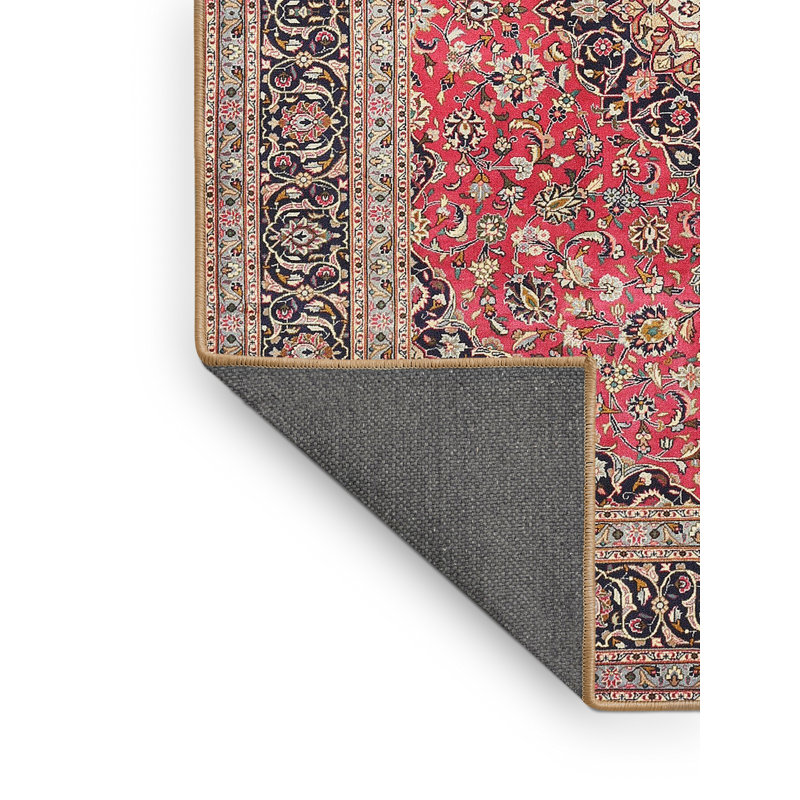 Tapis décoratif rouge à motif oriental Zeeshan, Rectangle 5 pi x 7 pi