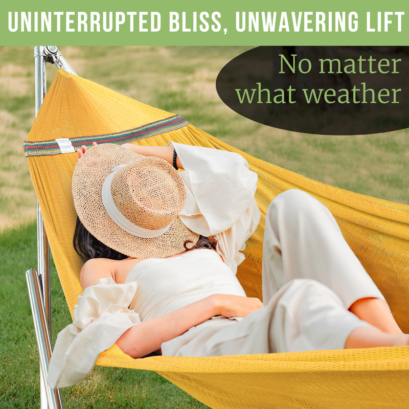 Tranquillo Yellow Double Hammock with Galvanized Steel Stand