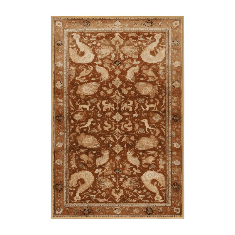 Machine Washable Persian Brown Area Rug