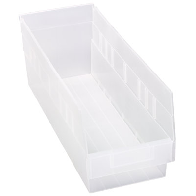 Economy Shelf Bin, nesting, (7) divider slots, rear hanglock, molded-in label holder, polypropylene