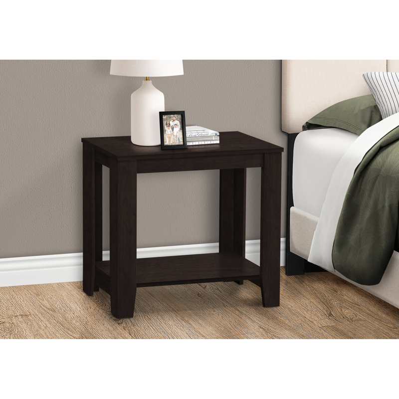 Table d'appoint rectangulaire à deux niveaux pour lampe ou table de chevet de rangement, finition brun foncé, niveau, chevet,