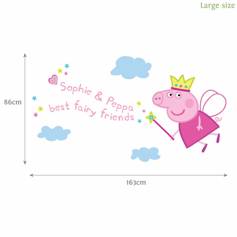 Personalized Peppa Pig Wall Sticker, 65cm H x 130cm W