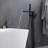VIBRANTBATH Abyssal Hush Matte Black 1-handle Freestanding Waterfall Bathtub Faucet with Hand Shower ( Valve Included )-73110345