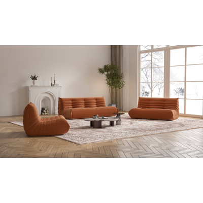 Set Of 3 Fireside Chair, Lazy Floor Sofa Couch, Corner Bean Bag Chair, Tatami Sofa, Corner Chair Sofa (Sofa&Loveseat&Chair)