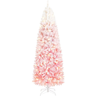 Pre-lit Flocked Pencil Artificial Christmas Tree