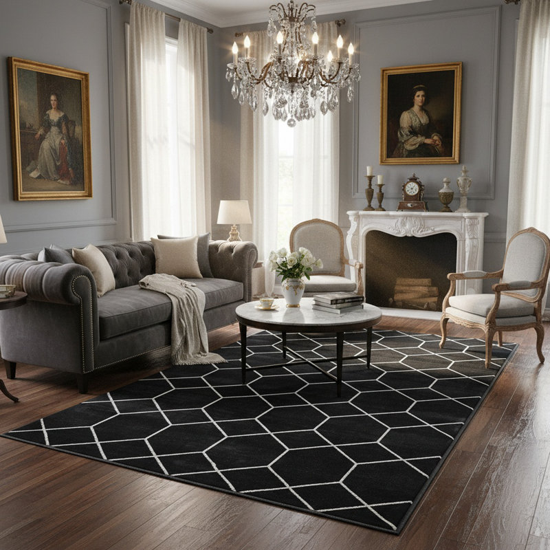 Tapis tissé à motif géométrique Trellis