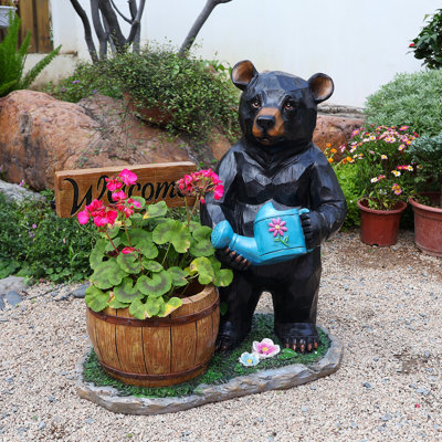 Sculpture de jardin en forme d'ours en plein air - décoration de statue de jardin unique, ornement extérieur de loi intéressante