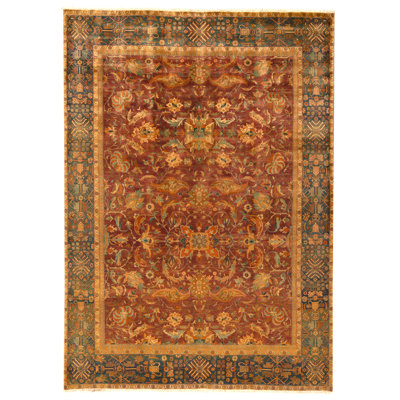 High-Quality Hand-Knotted Red And Blue Area Rug