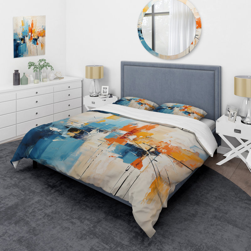Ensemble de housse de couette Paper Euphoria I - Abstract Collages, Housse de couette pour grand lit et 2 taies décor