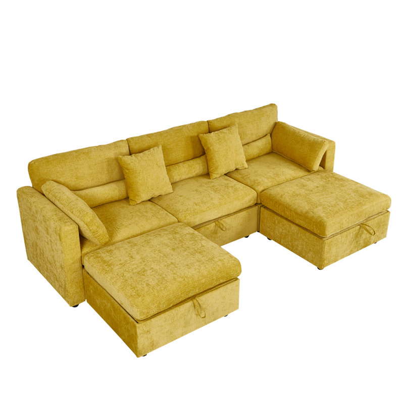 Sofa, Yellow Chenille
