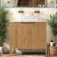 Armoires de rangement élégantes, armoire autoportante en bois naturel avec lavabo en verre