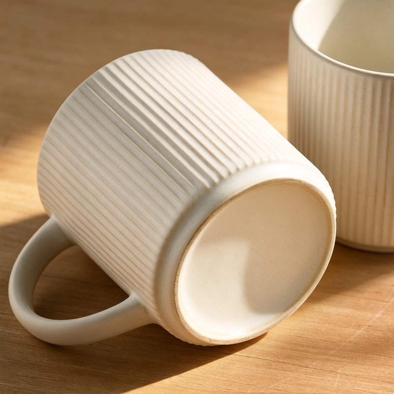 Ensemble de 6 tasses en grès 6 pièces 6 pièces (ensemble de 6), 16 oz, Blanc mat