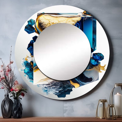 Forme géométrique abstraite Pharez - miroir décoratif en marbre, miroir mural rond moderne, impression d'art en métal