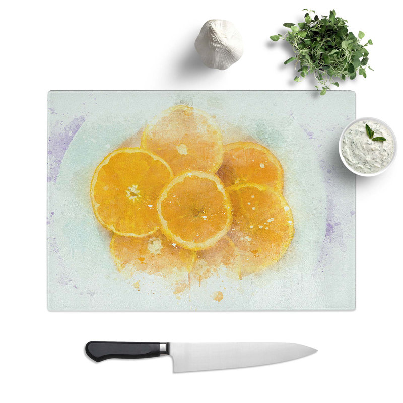 Tempered Glass Slices Chopping Board, 39 cm W x 28.5 cm L