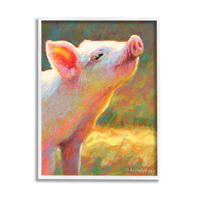 «Happy Happy Pig» Sunny Farm, estampe numérique par Rita Kirkman