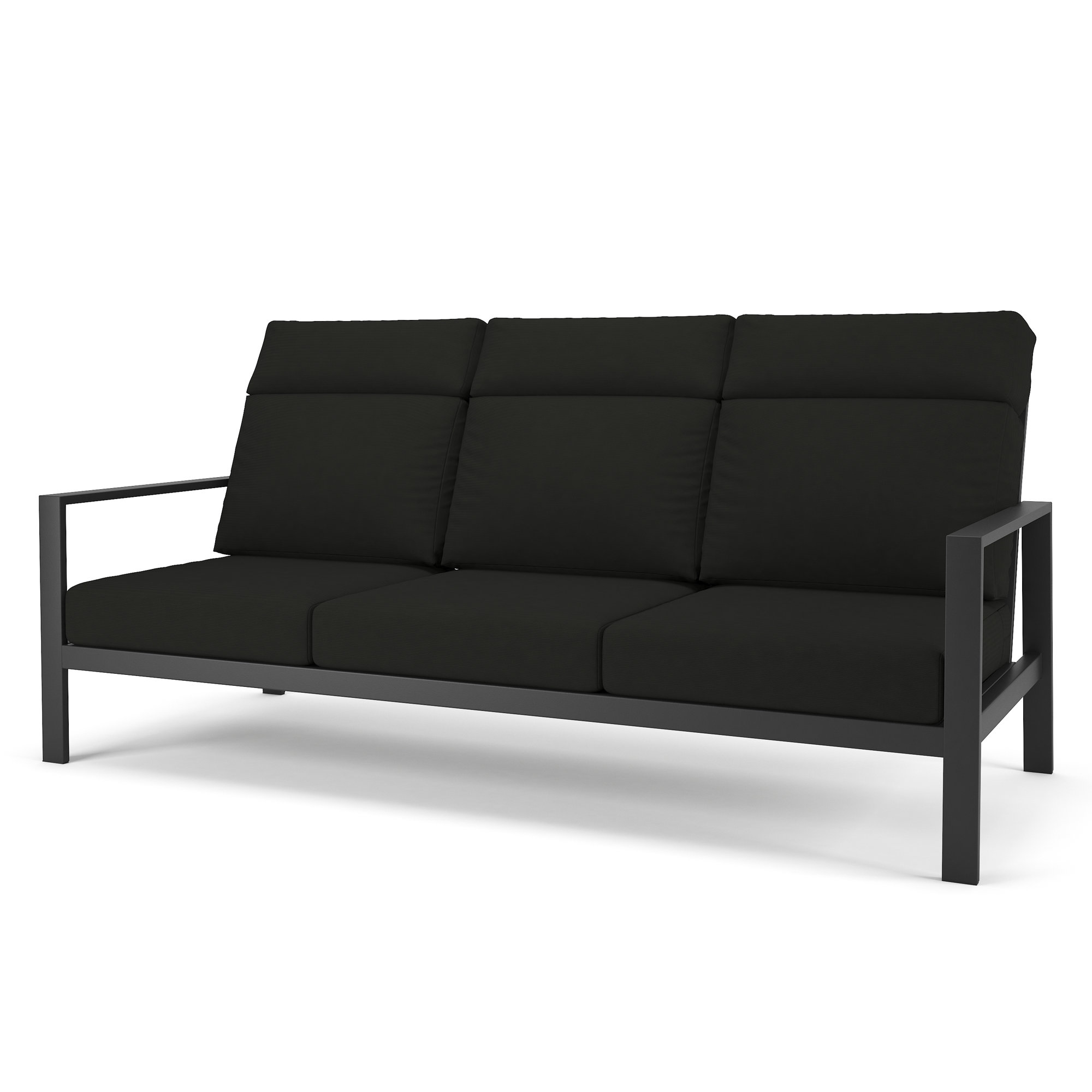 Townsend Metal Outdoor Sofa With Sunbrella Cushion, Canvas Black