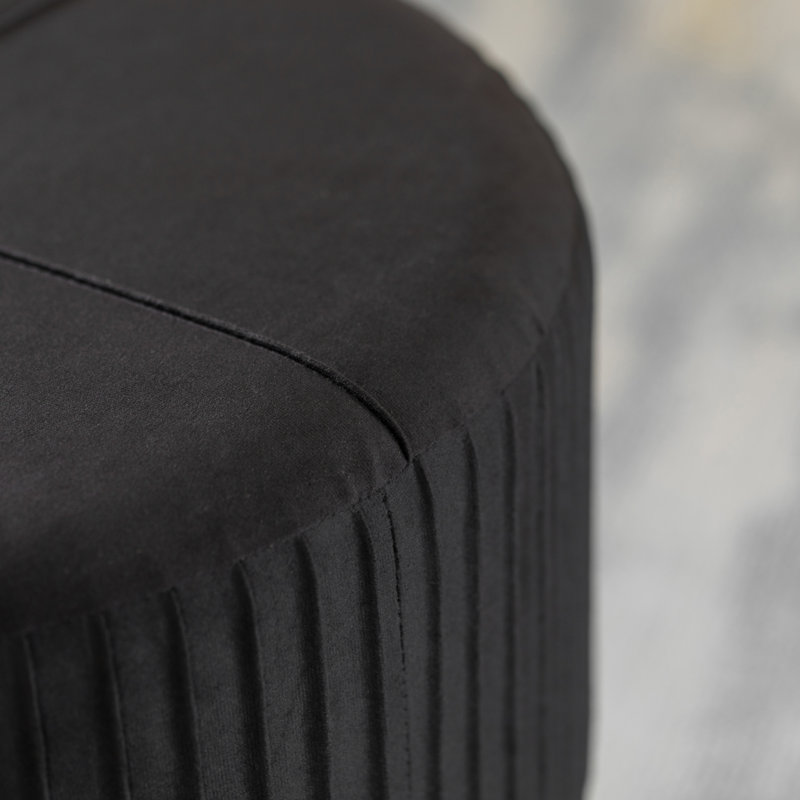 Olando Velvet Ottoman, Black Revolution Performance Fabrics