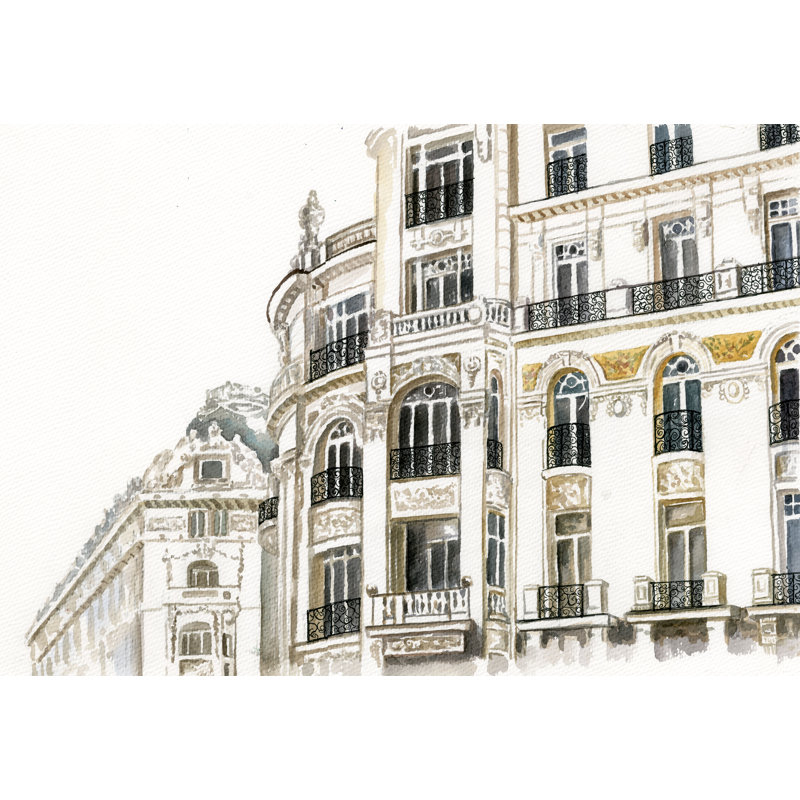 Neutral Building - Wrapped Canvas Painting, 61cm H x 91cm W x 3.8cm D