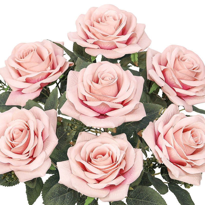Bouquet de tiges de roses artificielles, Blush Pink