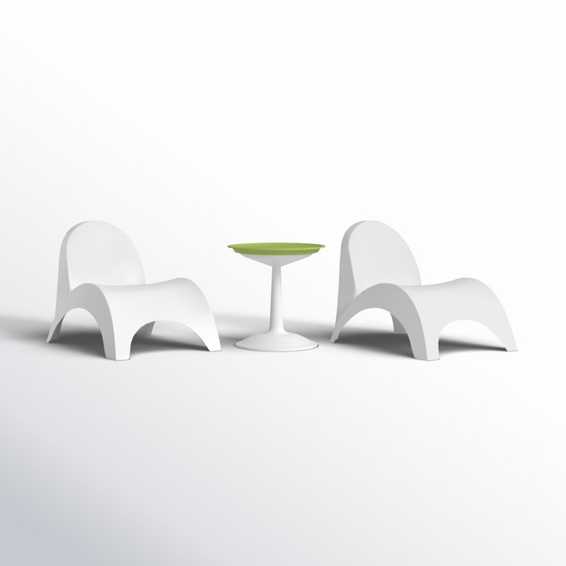 Ameswood Outdoor Chaise Lounge Set with Table, White/Green