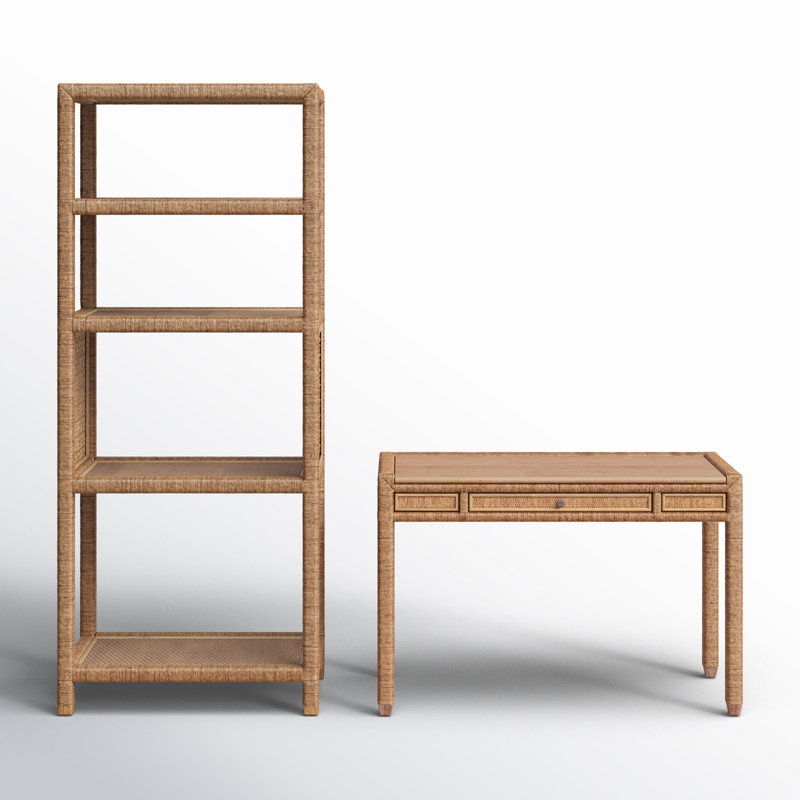 2 Piece Writing Desk Office Set, Honey