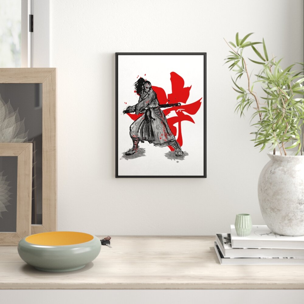 Gerahmtes Wandbild Samurai-Spirit Weiß