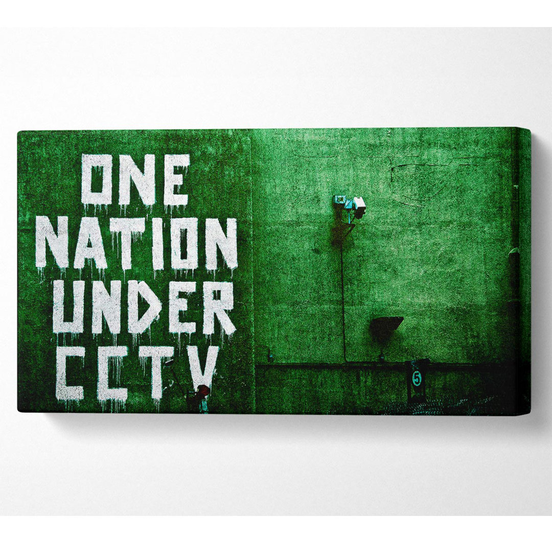 Kocher One Nation Under Cctv Green - Leinwanddrucke auf Wrapped Canvas