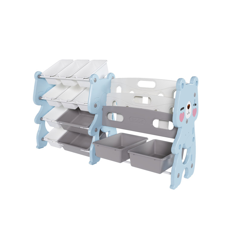 Blue Storage With 12 Bins And Shelf, Ideal For Bedroom, Easy To Clean Safe Storage, Bins, Space - Saving, User