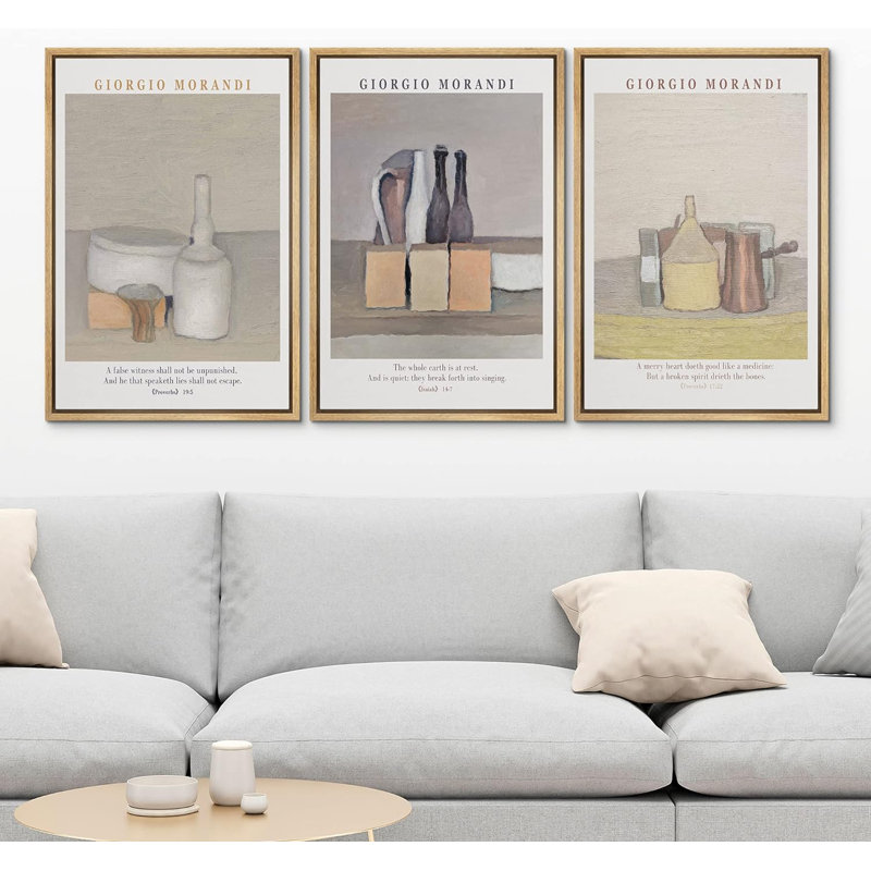 Classical Artwork, poterie et ustensiles de cuisine Morandi, 3 pièces, H 24 po x l 16 po x P 1,5 po, Naturel
