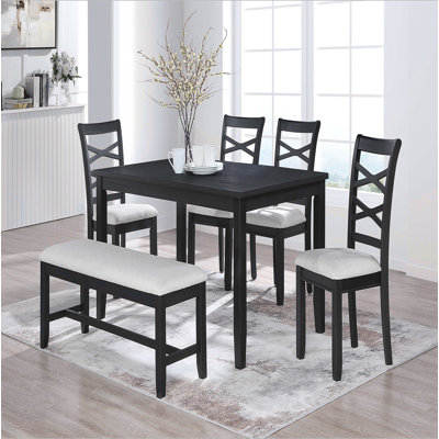 Mobilier de salle à manger 6 pièces gris foncé