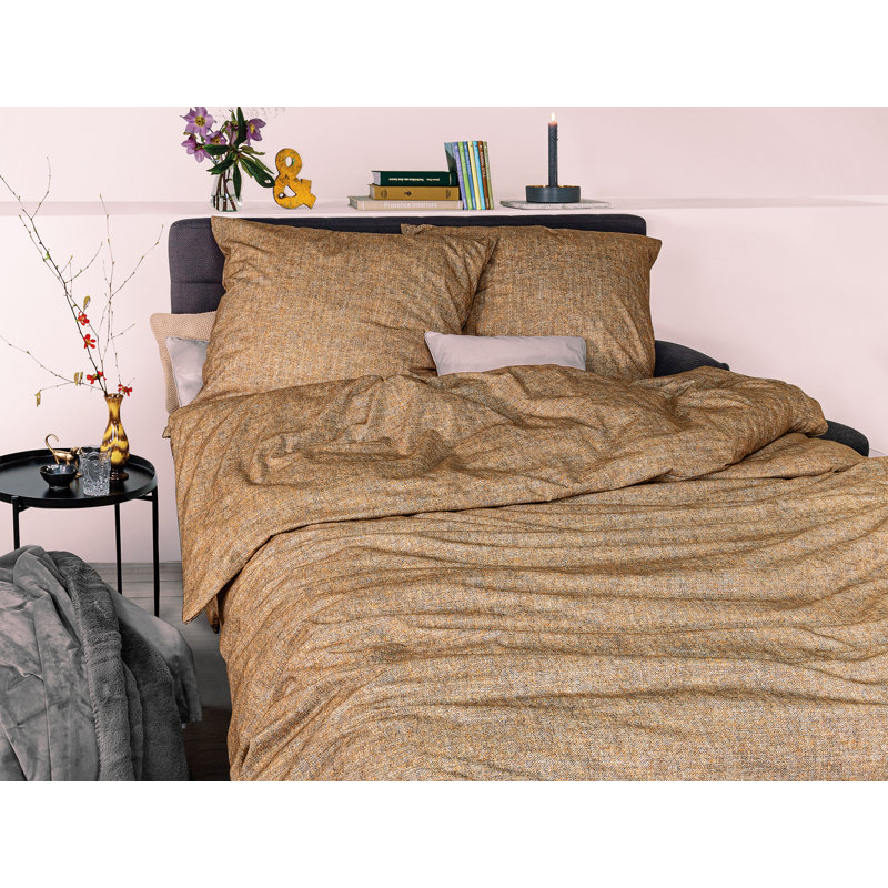 Fleece cotton bed linen set Mink 8835, Brown, 155 x 220cm - 1 Pillowcase ( 80 x 80cm)
