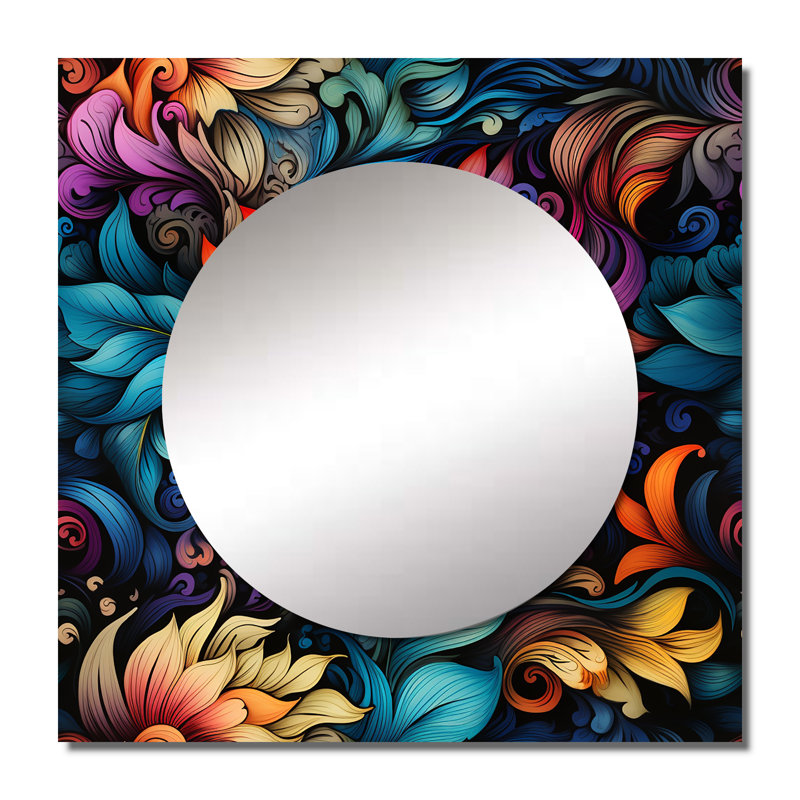 Exotic Tapestries Boho Pattern - Bohemian & Eclectic Square Mirror Wall Art For Bathroom, 29" x 29"