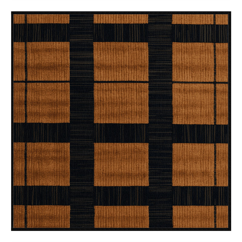 Machine Washable Checkered Black Area Rug, Square 3'