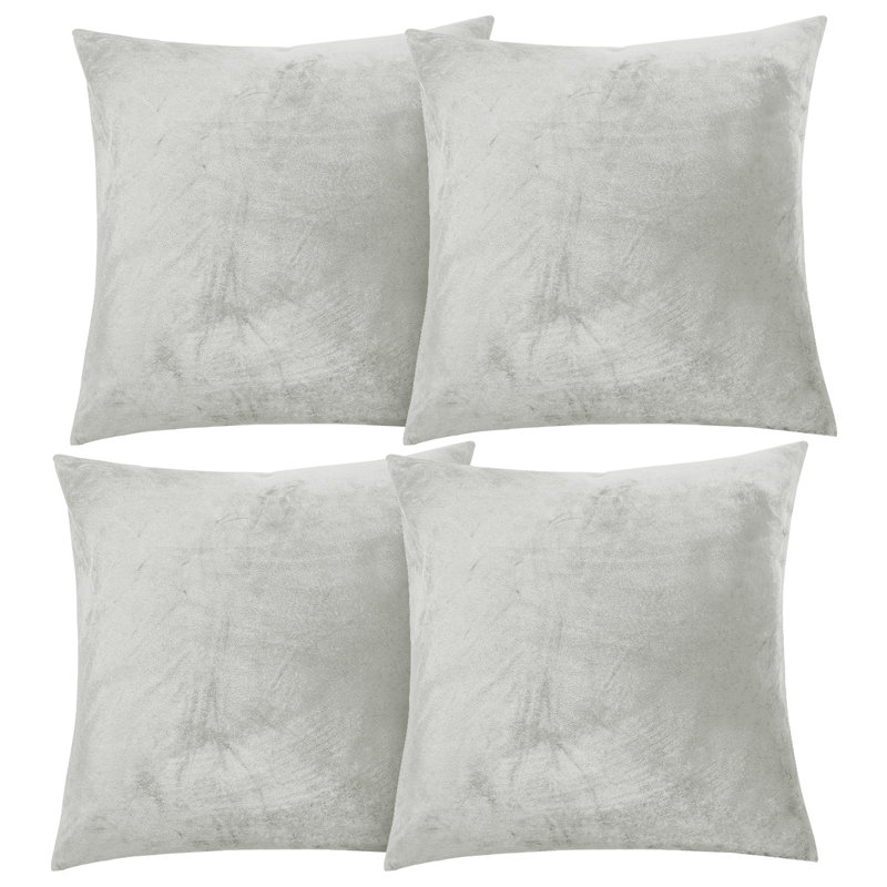 Aspire Homeware Square Plain Velvet Scatter Cushion Cover, Off White, Pack of 4