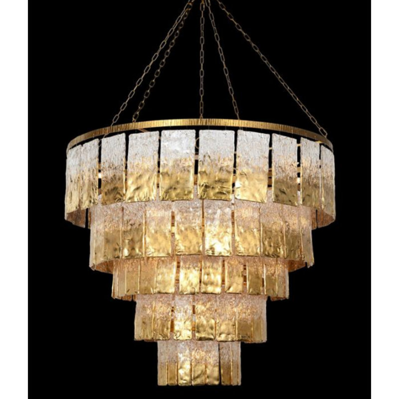 Lustre empire en verre Light Empire, Bronze antique, H 55 po x l 60 po x P 60 po, Transparent / givré