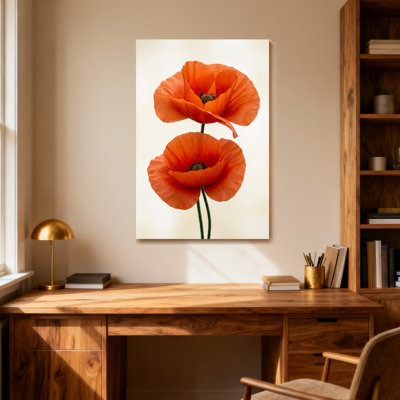 Plants & Flowers Orange Poppies On Cream Background