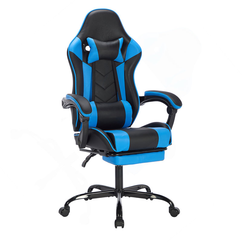 Gaming Chair With Footrest, Ergonomic Computer Chair With Headrest And Lumbar Support, Breathable Material Height Adjustable Video Game Chairs For Adults, Blackblue