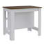 Îlot de cuisine moderne, quatre pieds, trois tablettes - blanc / noyer
