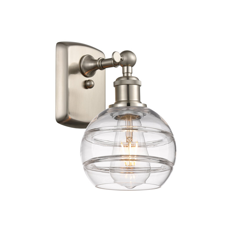 Applique murale 1 lumière Ballston Bienes, Transparent, H 8,88 po x l 5,88 po x P 7,06 po, Nickel satiné