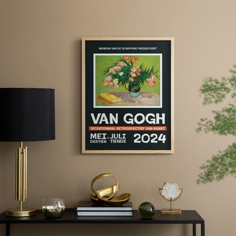 Van Gogh, exposition d'affiches encadrées II - bois massif, Naturel, H 30 po x l 24 po