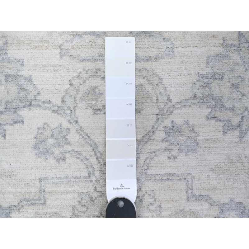 2'6"x9'10" Toque White Hand Knotted Wool White Wash Peshawar Subtle Design Runner Rug 1DFDE95D800E4F31BFC4833F1A4E64DC