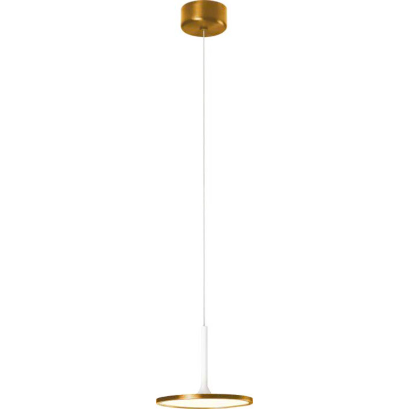Luminaire suspendu 1 lumière DEL Ediline, Or brossé / blanc mat, H 8 po x l 9,8 po x P 9,8 po