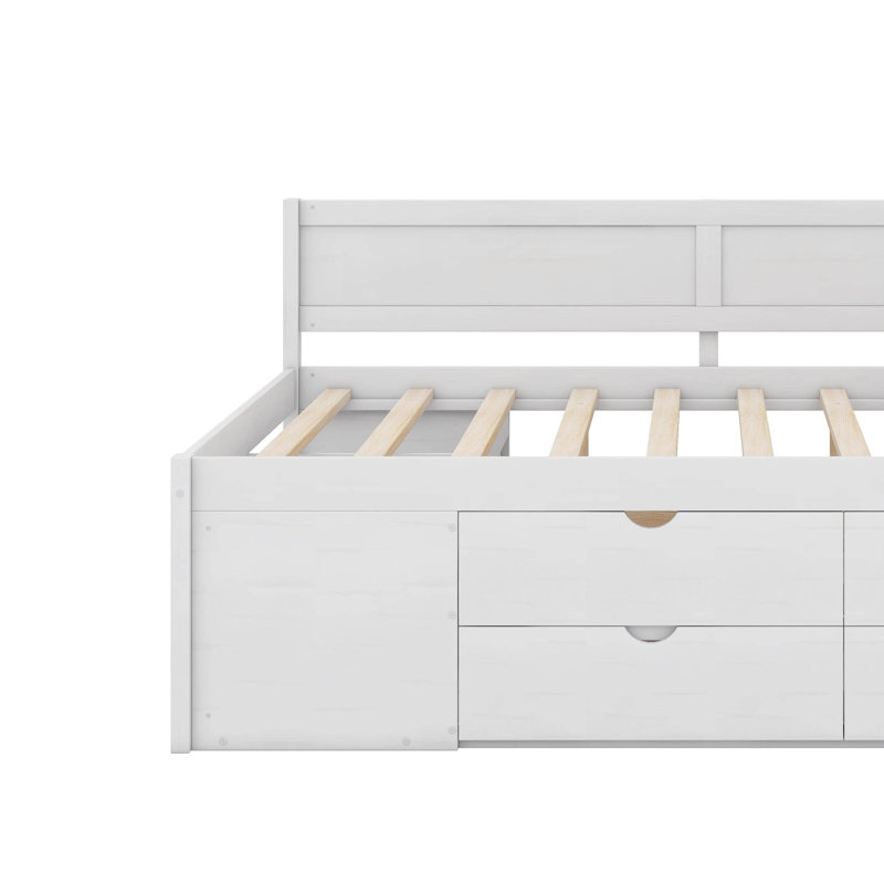 Full Size Daybed With Drawers And Shelves, Full/Double, White